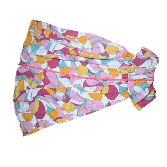 Japna Ruffle Geometric Print Strapless Maxi Dress Sz S Abstract Colorful Retro - Picture 7 of 15